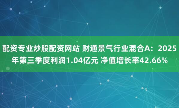 配资专业炒股配资网站 财通景气行业混合A:2025年第三季度利润1.04亿元 净值增长率42.66%